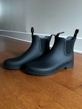 Tretorn Chelsea Classic Wool Black Rubber Rain Boots
